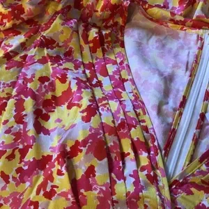 Lini Amalia Midi Dress‎ High Low Hem Yellow Multi Women's Size Large thumbnail 4