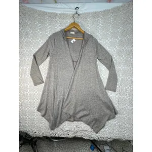Caution to the Wind Women’s Small Hooded Cardigan Gray Open Front Duster USA NWT thumbnail 2