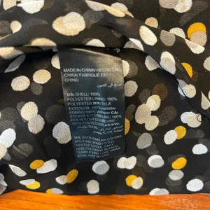Sleeveless Dot-Print Shell Top - Black with White & Mustard Dots thumbnail 4