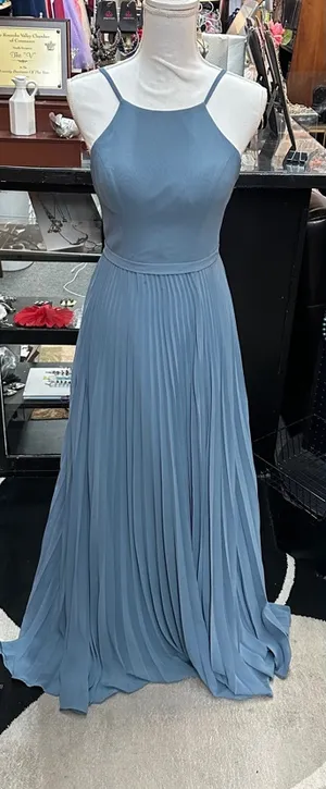 Azazie Blue bridesmaids chiffon dress size A4 thumbnail 1