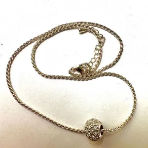 Silver tone rhinestone bead necklace thumbnail 4