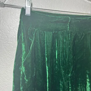 12th Tribe Emerald Green Crushed Velvet Wide Leg High Waisted Pants Small NWT thumbnail 2