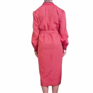 Vintage Abe Schrader Sport Red White Polka-Dot Belted Midi Shirt Dress thumbnail 4