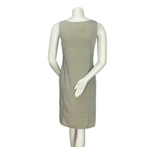 Shift‎ Dress Sleeveless Clean Lines Pintucks Mod Professional Office Neutral thumbnail 2