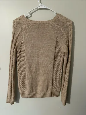 Land’s End cable knit sweater oatmeal thumbnail 5