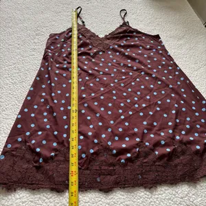 Brown Blue Polka Dot Lace Slip Mini Dress Coquette Grunge Fairy Y2K Whimsigoth thumbnail 7