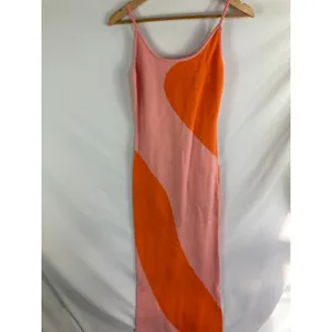 Boutique Knit Orange Pink Colorblock Sleeveless Maxi Dress Size Medium thumbnail 3