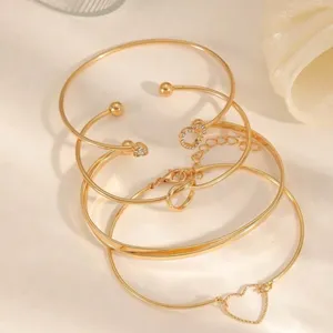 Set of 4 Stackable Gold Bracelets, Love Knot Bracelets and Heart boho jewelry thumbnail 6