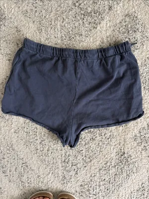 Zara Navy Blue Drawstring Knit Shorts Size Large thumbnail 3