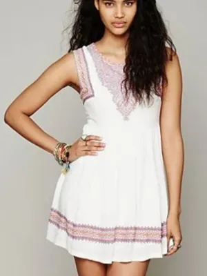 Free People Bohemian White Mini Dress thumbnail 1