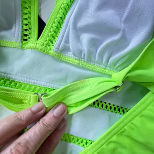 💚 Neon Lime Green Mesh Crochet One-Piece Swimsuit - Size L💚 thumbnail 7