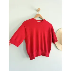 Madewell | NWT 100% Cashmere Relaxed Sweater Tee Ruby Red | Sz XXS thumbnail 3