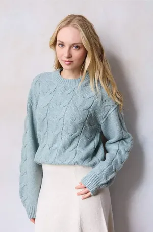 LC Lauren Conrad Cable Knit Mint Green Sweater Size 14W thumbnail 1