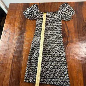 Altar'd State Black Daisy Floral Smocked Puff Sleeve Mini Dress Small 26W790KPAI thumbnail 4