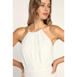 NWOT Lulus Dreamy Date Night White Sleeveless Midi Dress Wedding Cocktail Size M thumbnail 3