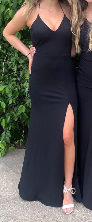 Windsor Black Strappy Prom Dress thumbnail 1