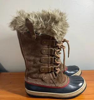 Sorel Joan‎ of Arctic Tall Lace Up Snow Boot Waterproof Leather Brown Tan 7.5 thumbnail 1