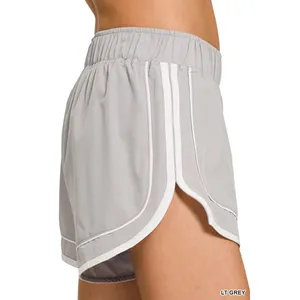 Zenana Soft Woven Lined Dolphin Shorts - Lt. Grey - Large thumbnail 5