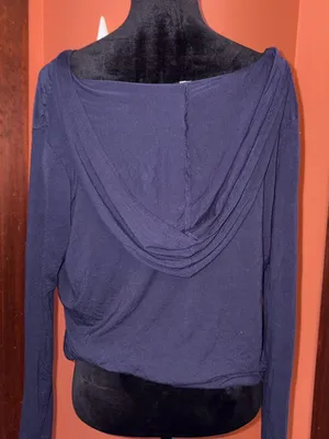 Jolie Women's Navy Wrap-Style Long Sleeve Sweater thumbnail 4