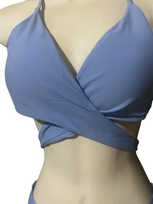 Bikini Two-piece Set Medium Blue Wrap Women size M summer swimsuit thumbnail 3