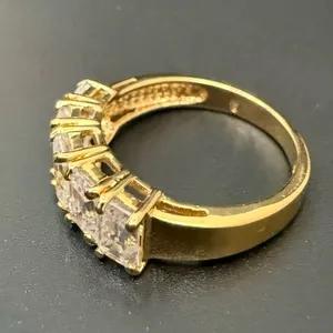 Vintage 925 Gold Over Sterling Silver Five CZ Row Band Women’s Ring Size 8 5g. thumbnail 2