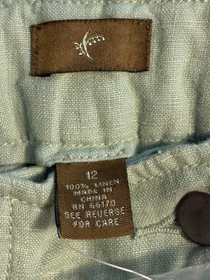 Anthropologie 100% linen sage green pants size 12 NWT minimalist thumbnail 8