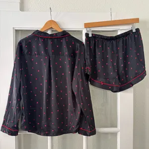 Stars Above Women's Black and Red Heart Pajama Set + Matching Pillowcase thumbnail 3