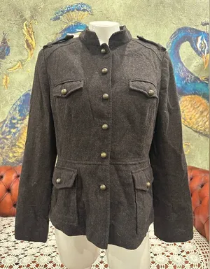 H&M Black Utility Jacket with Structured Stand Collar thumbnail 1