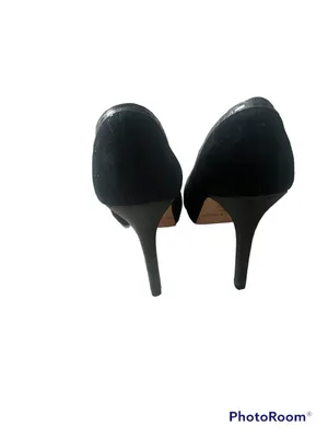 White House Black Market Black & Gray Croc-Trim Pointed Toe Pumps thumbnail 2