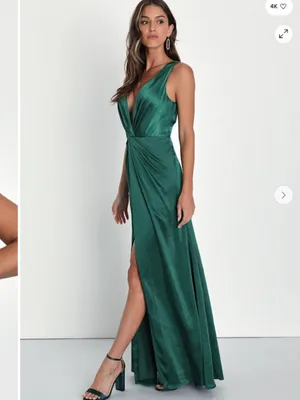LULU's Elegant Sophisticated Sexy Chic Satin Wedding Holiday Satin Maxi Dress thumbnail 2