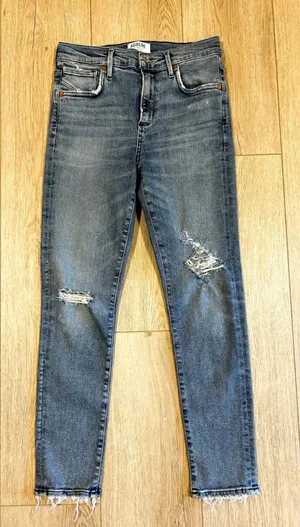 AGOLDE Sophie High Rise Skinny Distressed Jeans Medium Blue A018-843 Size 26 thumbnail 1