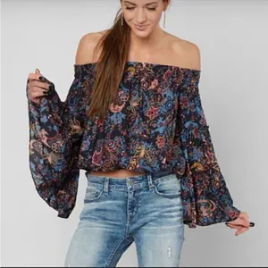 Free People Free Spirit Off the Shoulder Boho Top thumbnail 1