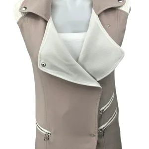 Aritzia Wilfred Timbre Tan Cream Sleeveless Snap Moto Vest Coat Jacket Size XS thumbnail 3