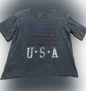 Caution‎ To The Wind Faded Flag Tee - Charcoal Gray, Red, Blue thumbnail 1