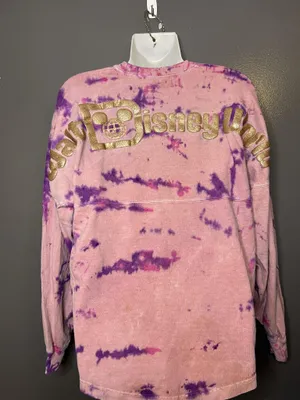 Disney Walt Disney World Spirit Jersey Sweatshirt Womens XS Pink Tie Dye Glitter thumbnail 6