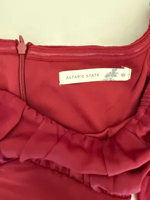 Altar'd State Wine Red Long Sleeve Mini Dress thumbnail 2