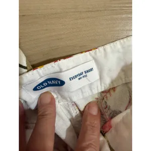 Old Navy Everyday Short Womens 8 White Floral‎ Mid Rise Linen Blend Tropical thumbnail 3