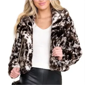 Free People Band of The Free Open Front Faux Fur Ivory/Black Jacket(Size Medium) thumbnail 1