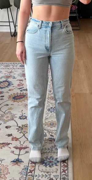 Abercrombie & Fitch Light Blue Straight Leg Jeans thumbnail 1