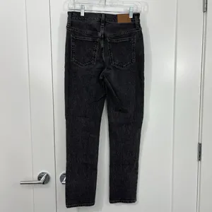 Madewell Size 25 Black Perfect Vintage Jeans Straight Tapered 90s Mom Jeans thumbnail 3