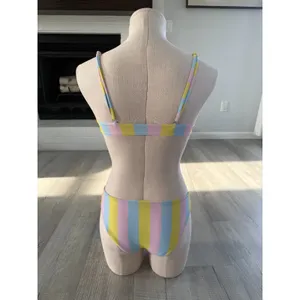 Womens small striped swim suit thumbnail 5