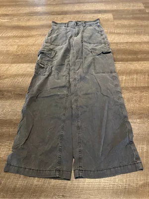American Eagle Outfitters Wide Cargo Pants in Washed Gray thumbnail 1