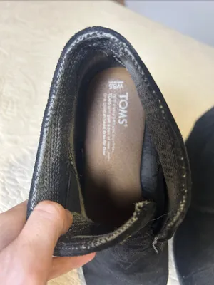 Toms Black Suede Lace-Up Ankle Booties with Tan Logo Patch thumbnail 3