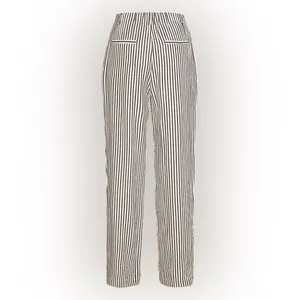 Mango elasticated waist staight wide leg stripe pants in mono stripe size large thumbnail 4