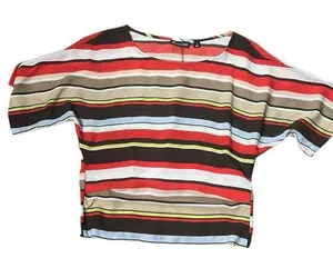 New York & Company Red and White Short Sleeve Blouse thumbnail 1