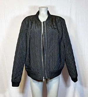 Levis Womens Black Diamond Lightweight Quilted Bomber Jacket~XL~ thumbnail 2