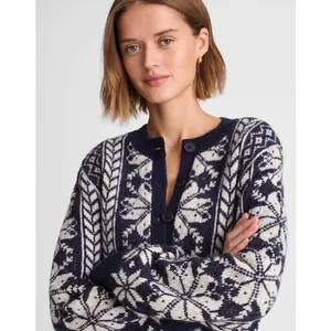 NEW Madewell Fair Isle Cardigan Jacket in Wool Navy Ivory Pattern Womens XL thumbnail 4