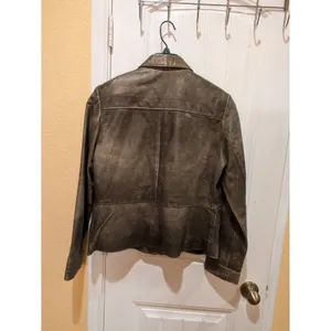 Alfani Leather “Distressed” Bronze Jacket Biker Moto Size L Zippers Fla… thumbnail 7