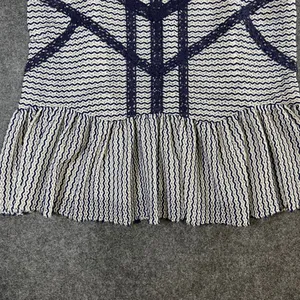 Free People Navy White‎ Zig Zag Knit Peplum Tank Top Crochet Lace Trim Small thumbnail 3