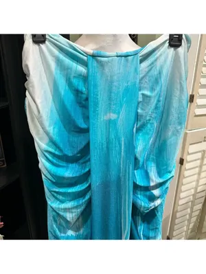 Farai London Blue Ombre Ruched Mesh Maxi Skirt Size Large thumbnail 2